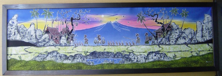 インドネシア、バリの布に描かれた水彩画 インドネシア、バリの布に描かれた水彩画 - 工芸品